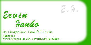 ervin hanko business card